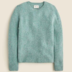 NWT J Crew 100% Brushed Wool Crewneck Sweater in Heather Topaz Teal Blue/Green